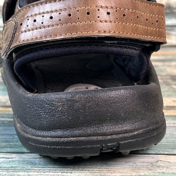 Footjoy Golf Sandals Brown Faux Leather 3 Hook & Loop Adjustable Straps Mens 8M - Picture 8 of 12
